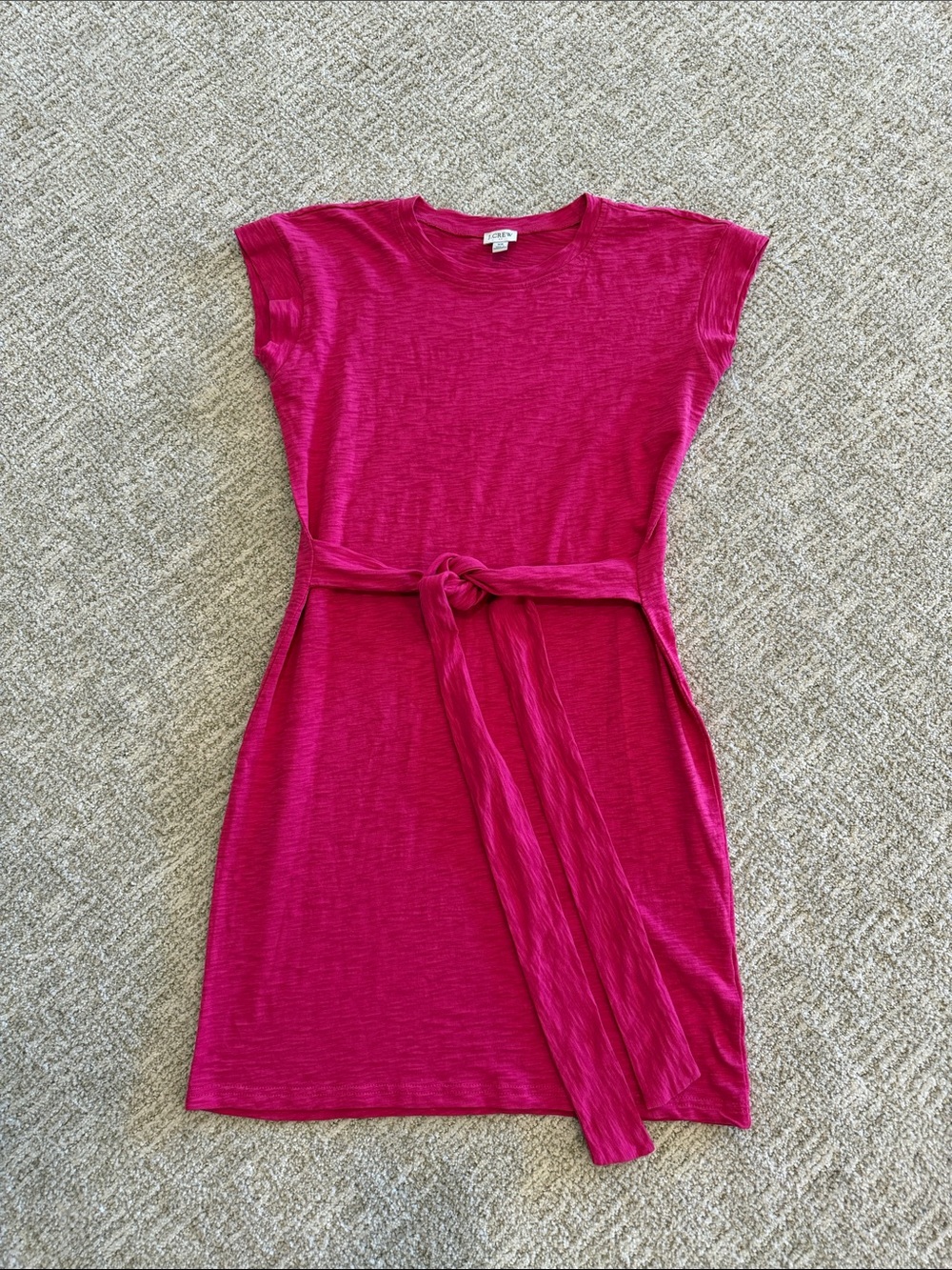 JCrew Factory Fuchsia Tie-Waist T-Shirt Dress